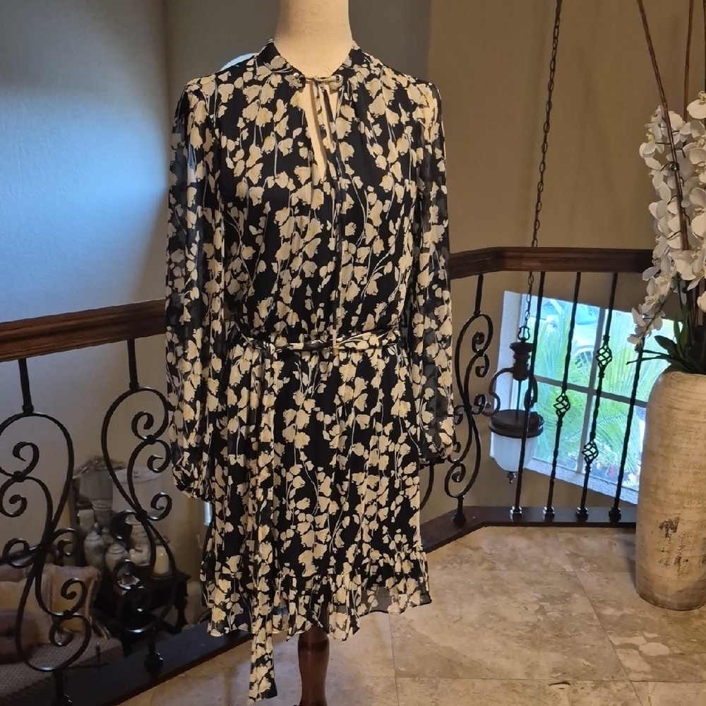 Tommy Hilfiger Black and White Bishop Sleeve Sundress